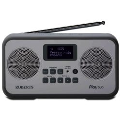 Roberts Play Duo White - DAB/DAB+/FM RDS Stereo Digital Radio with Built in Battery Charger